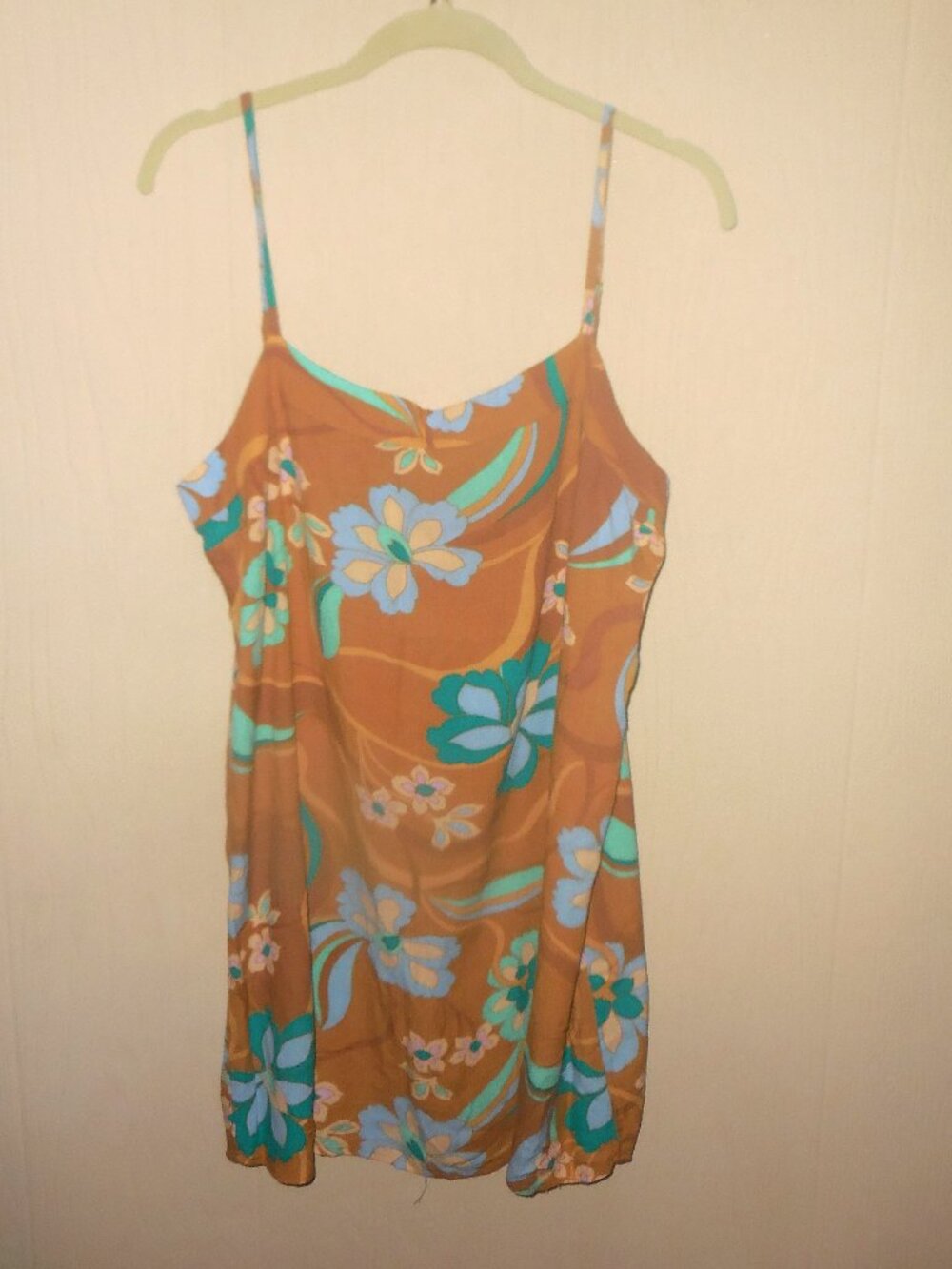 O'Neill Brown Teal Floral Sundress Dress XL